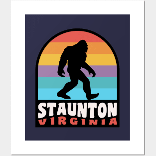 Staunton Virginia Bigfoot Sasquatch Retro Sunset Posters and Art